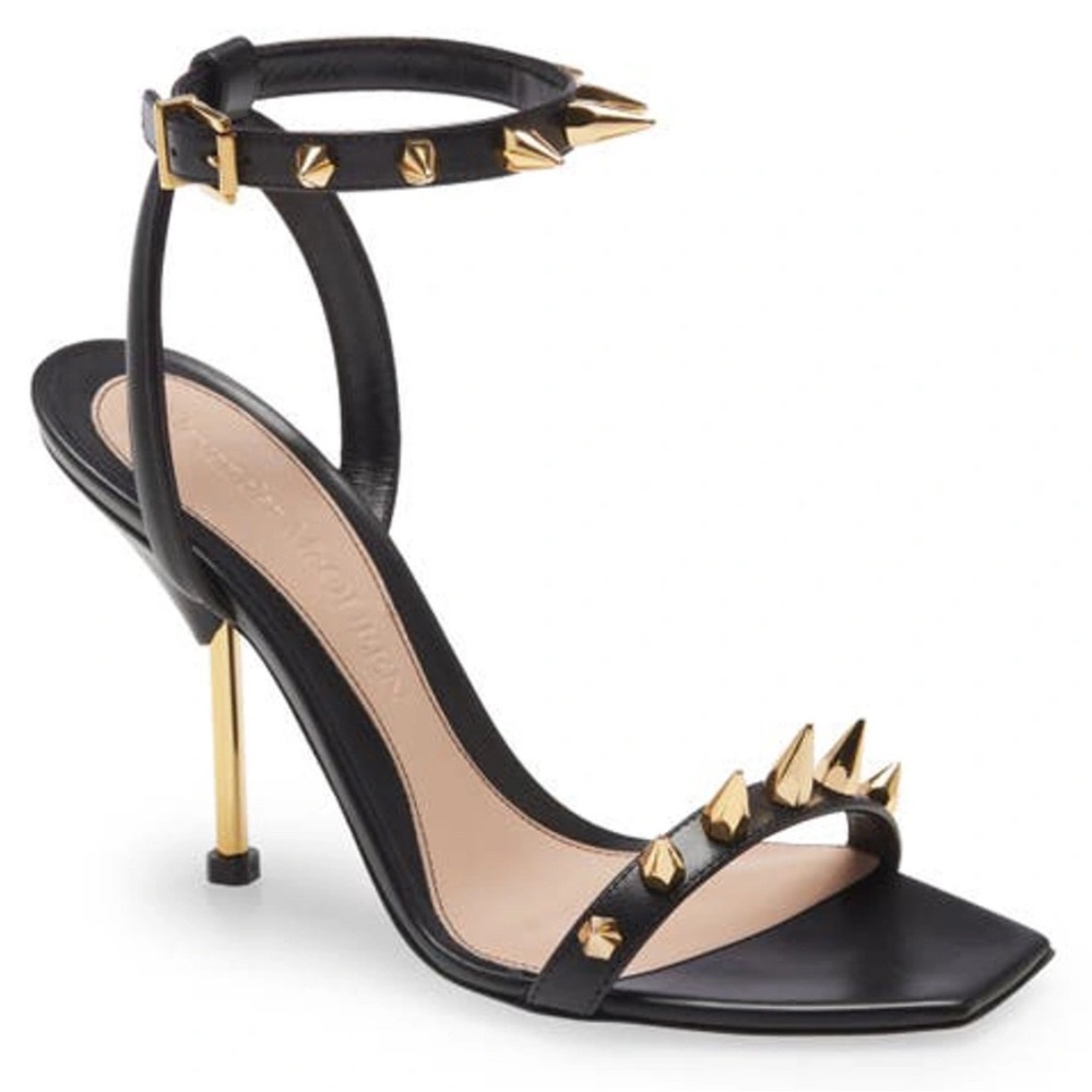 Alexander McQueen Black Heels with Gold Spikes- only worn 1x - Picture 4 of 10